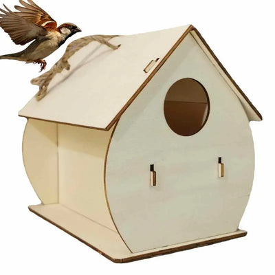 Wooden Birdhouse For Outdoor Hanging Garden Wood Hummingbird Houses Wooden Natural Bird Houses For Wren Swallow Sparrow