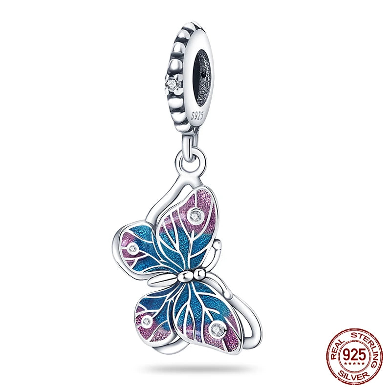 Fit Pandora 925 Original Bracelet 925 Silver Plate Flower Bird Series Charms Beads For Women Fashion DIY Jewelry Gifts Making