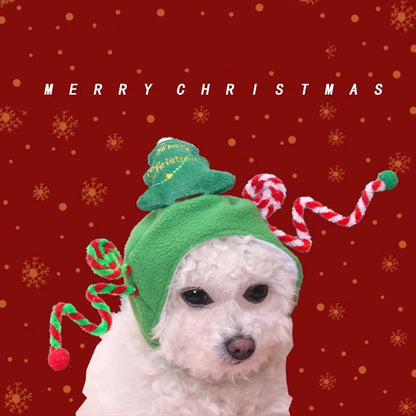 Warm Fleece Cartoon Pet Hat for Cat Christmas Keep Warm York Dog French Bulldog Head Wear Snowman Deer Winter Pet Accessories