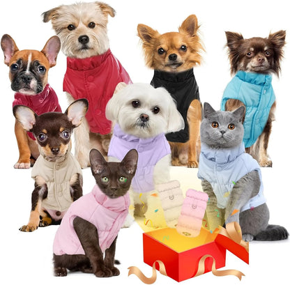 Winter Dog Down Jacket for Small Medium Dogs, Thicken Warm Puppy Puffer Jacket Turtleneck Padded Coat Cold Weather Dog Clothes