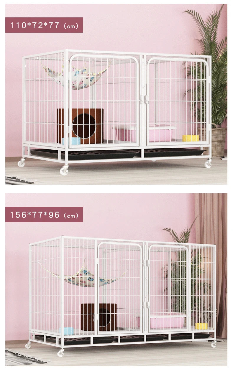 Outdoor Animal Cage Metal Pet Breeding Cage Stainless Steel Wire 6-Door 3-Layer Cat Cage With Wheels
