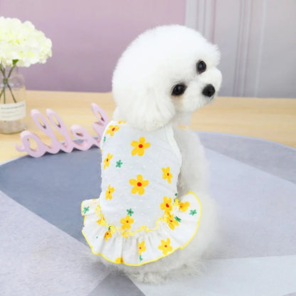 Cartoon Floral Summer Dress for Dogs Chihuahua Puppy Vest One Piece Pet Supplies Spring Female Sphinx Cat Luxury Dog Clothes