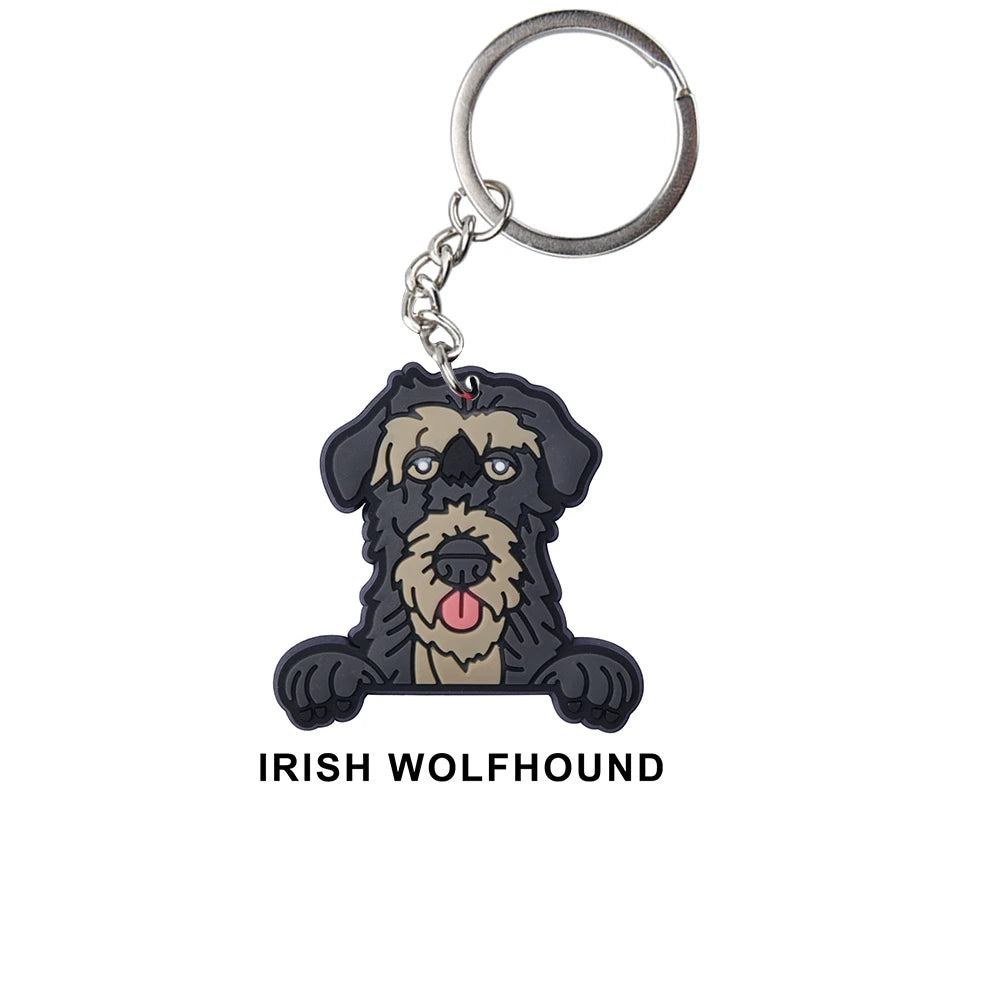 Cartoon Cool Dogs Keychains Bulldog English Springerspaniel Keyrings Maltese Greyhound Key Chains Husky Keeshond Key Rings Gifts