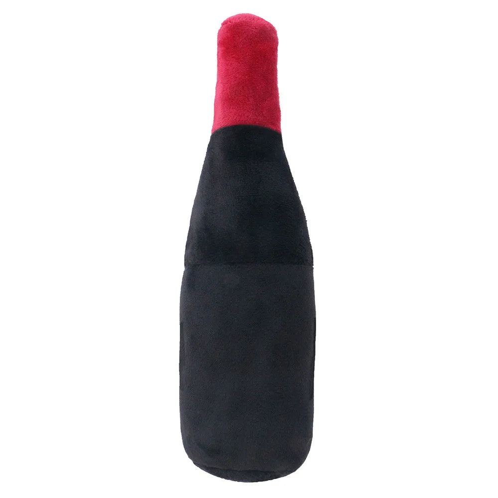 Dog Plush Toy Plush Filled Red Wine Bottles Squeaking Vocalizing Chewing Pet Toys Dog Toys Fleece Squeak Toys