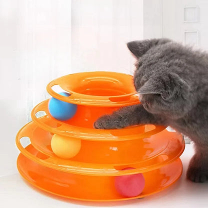 4 Levels Cat Toy Tower Turntable Roller Balls Toys Interactive Intelligence Training Track Puzzle Funny Games Accessories