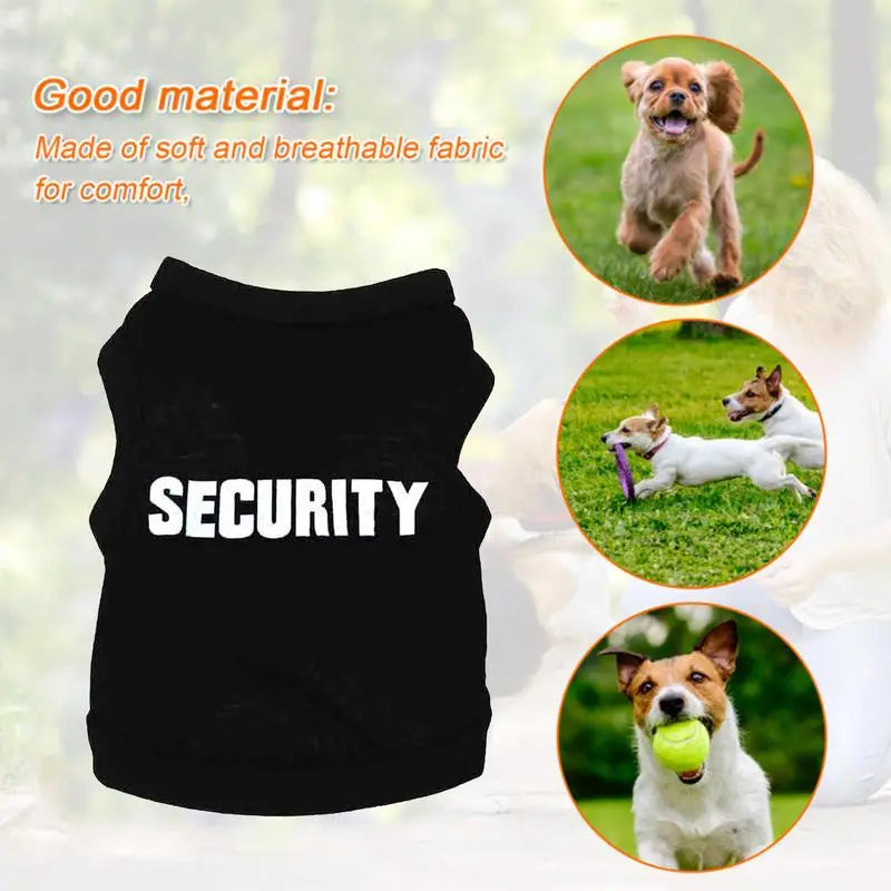 Cotton Dog Shirt for Small Dogs, Boy Summer Clothes, Security Dog Shirt, Male Pet Outfits, Cat Clothing