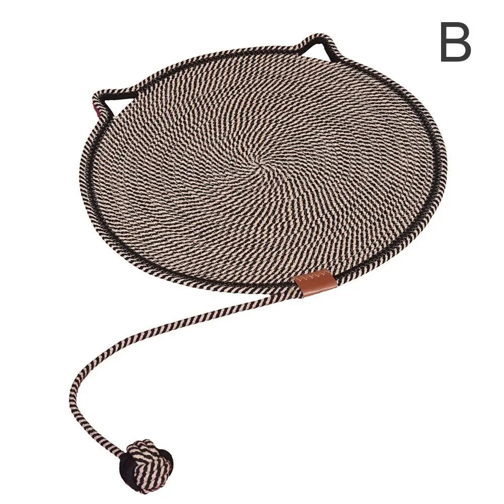 Braided Rope Cat Scratching Pad + Sleeping Pad 2in1 Natural Cotton Rope Material Handmade Comfortable Cat Toy Sturdy and