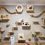 Wall Mounted Cat Shelves Scratching Post for Cat Jumping Platform and Cat Hammock Rope Ladder Wall Wooden Furniture