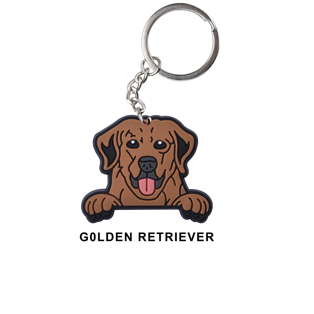 Cartoon Cool Dogs Keychains Bulldog English Springerspaniel Keyrings Maltese Greyhound Key Chains Husky Keeshond Key Rings Gifts