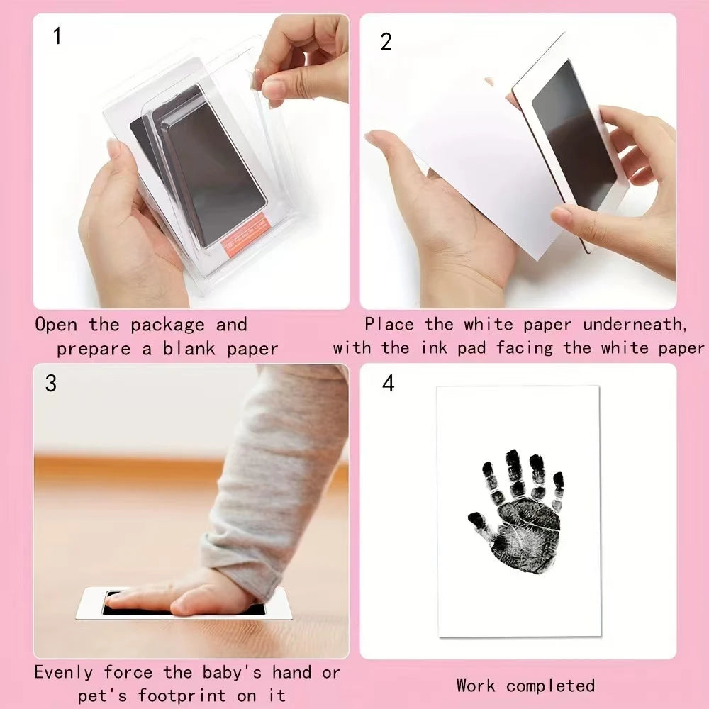 1 Set Baby Handprint Footprints Ink Pads Safe Non-toxic No-Touch Skin Inkless Inkpad Kits Pet Cat Dog Paw Prints Souvenirs Gifts