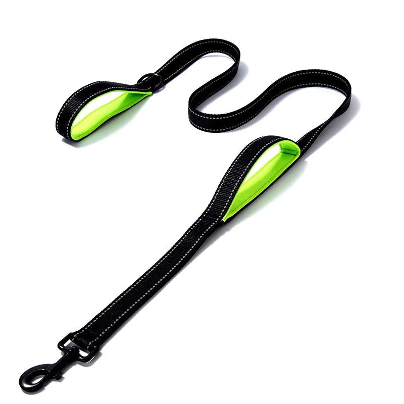 Double Handle Dog Leash, Double-Sided Reflective Night Safety, Heavy Duty For And Extra Large And Me