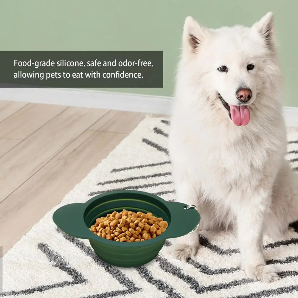 Dog Bowl Pet Collapsible Bowls Silicone Portable Foldable 600ml Dog Feeder Dog Dispenser Water Or Food Pet Feeding Watering Dish