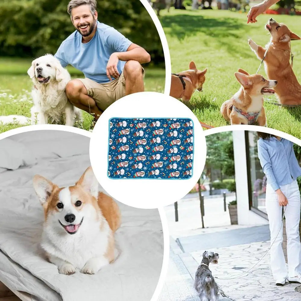 Reusable Puppy Pads Christmas Theme Pet Pee Pads Leak-Proof Puppy Pads Pee Pee Pads Super Absorbent Whelping Mat 60*45cm