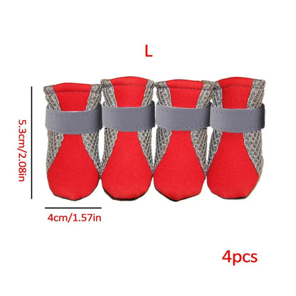 Small Dog Shoes Mesh Hiking Boots Paw Protector 4pcs Breathable Dog Shoes Adjustable Non Slip For Outdoor Running Walking Summer