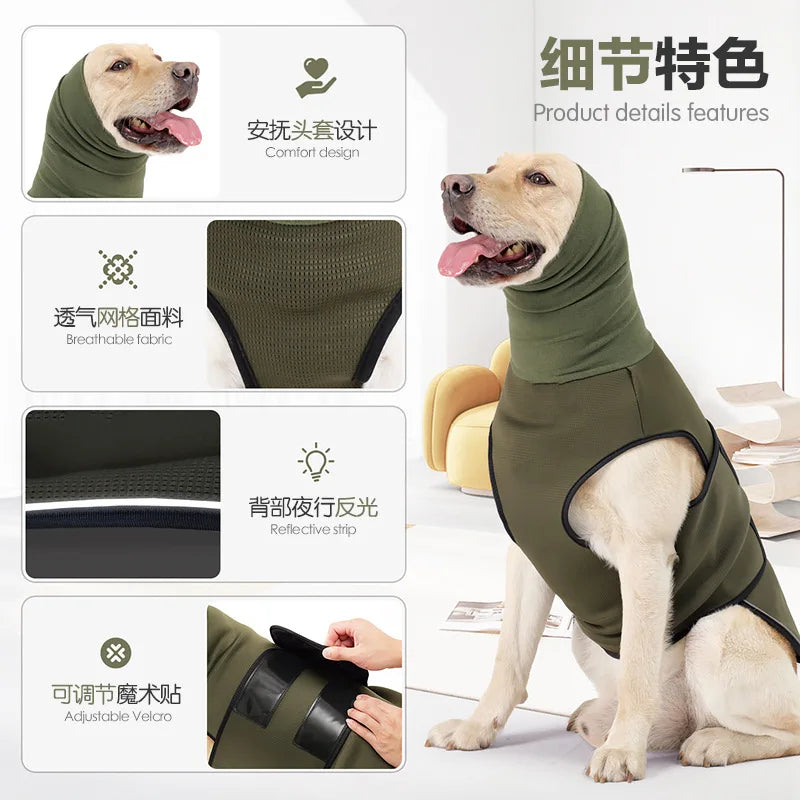 Dog Relief Calming Vest Dog Anti Anxiety Jacket Reflective Turtleneck Coat with Hood Small Medium Large Dogs Clothes