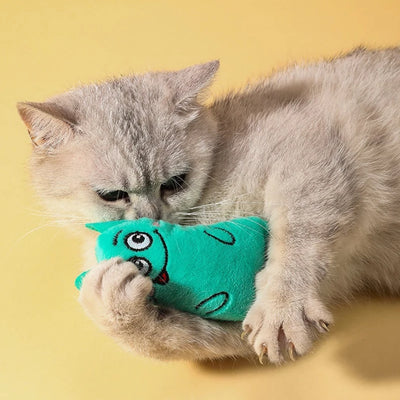 Cartoon cat and dog shaped toys, bite-resistant puppy plush dolls, cat self-entertainment teeth grinding and cleaning interactiv