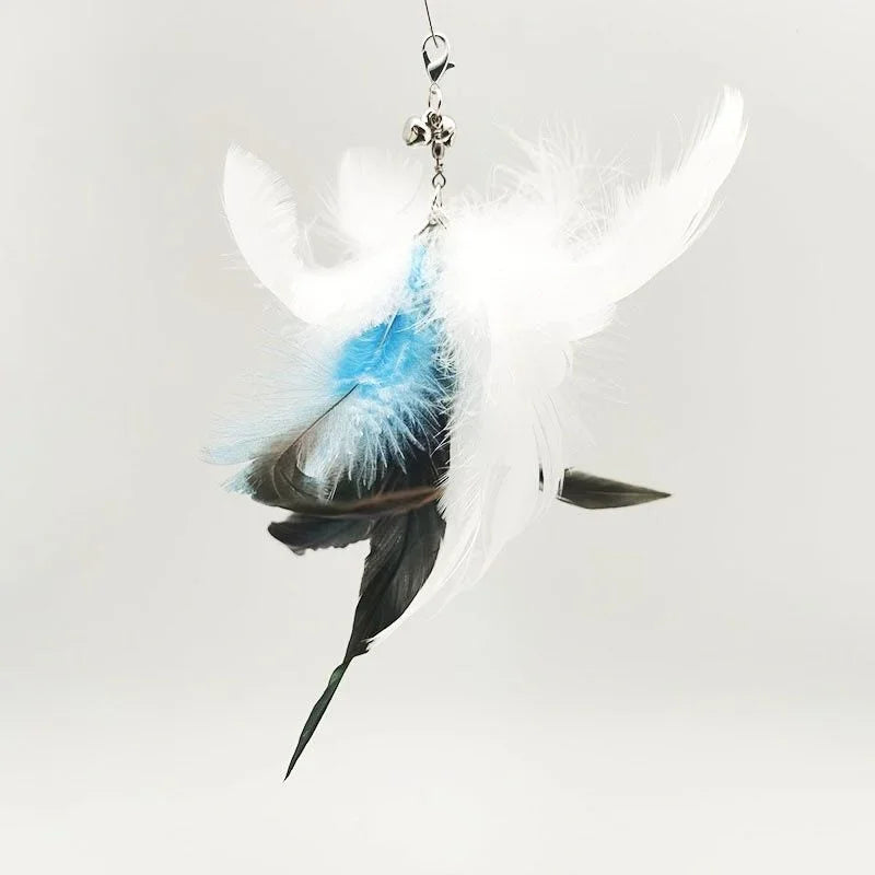 Funny Cat Stick Toy Furry Feather with Bell Cat Stick Toy Kitten Playing Pet Accessories Worm on A String Cat Toys Interactive