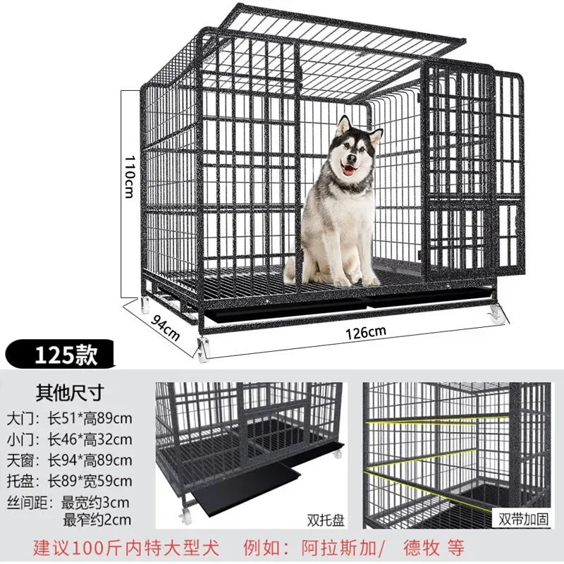 Dog Cage Small Medium Large Dog Square Tube Dog Cage Bold Iron Pet Dog Dog Cage Dog House Teddy Golden Retriever Supplies