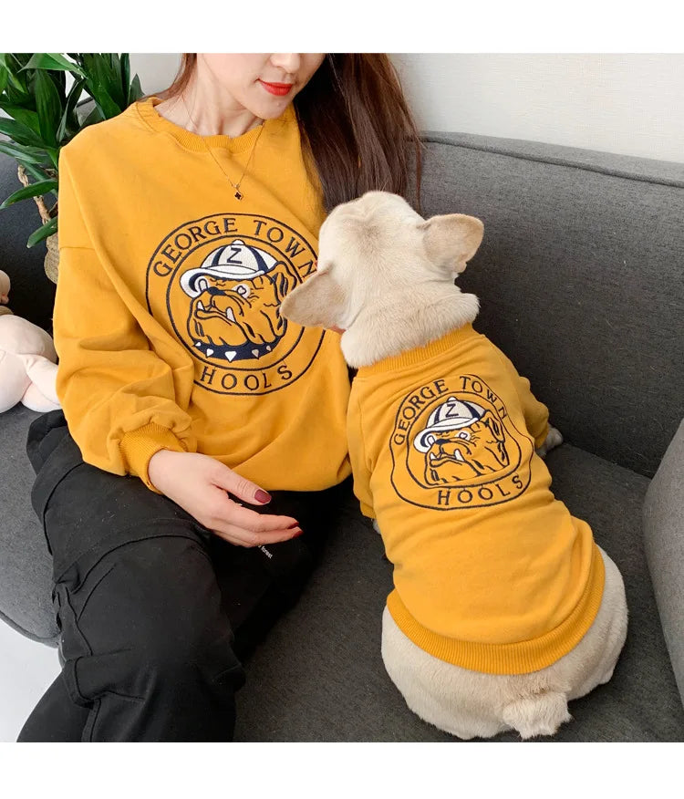 Dog Costume  Pet Clothes Crew Neck Korean Version Spring and Autumn Parent-child Wear Pure Cotton Four Colors Seven Sizes