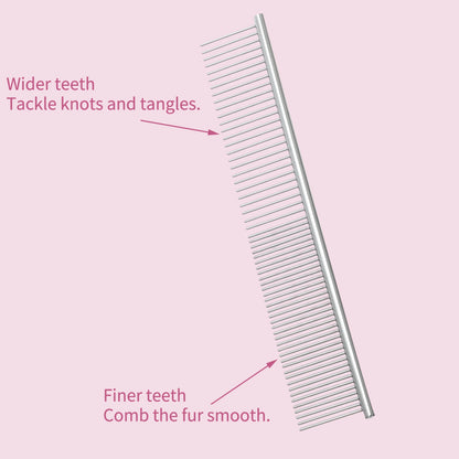 UXCELL Stainless Steel Pet Grooming Comb for Dogs and Cats Pets Hairbrush Hair Care Gently Removes Loose Undercoat Flea Comb