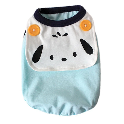 Cotton Solid Puppy Summer Clothes Button Decoration Cute Cartoon Vest for Chihuahua One Piece Unisex Daily Wear Pet Cat Clothing