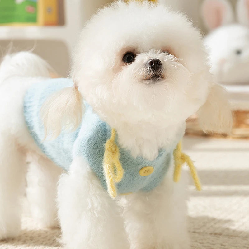 Cute Pet Dog Sweater Winter Dog Warm Clothes Palid Puppy Coat Chihuahua Bichon Yorkie Clothing Sweaters and Hat Set Dog Costume