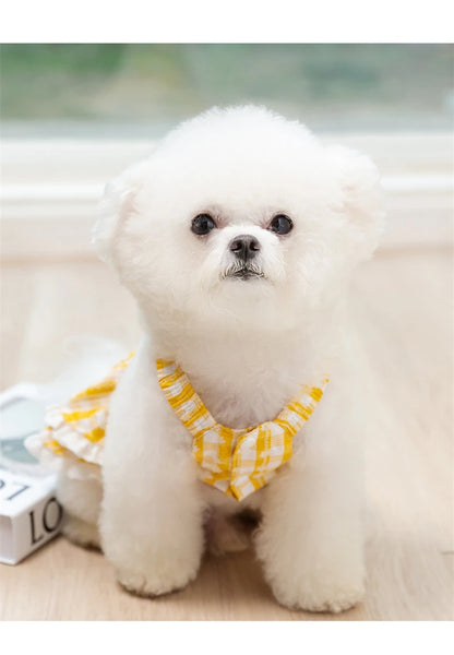 Princess Lattice Dog Fancy Dress Lace Bow Tie Vest Skirt Clothing for Cats Pearl Female Puppy Overalls Lovely Pet Dog Clothes