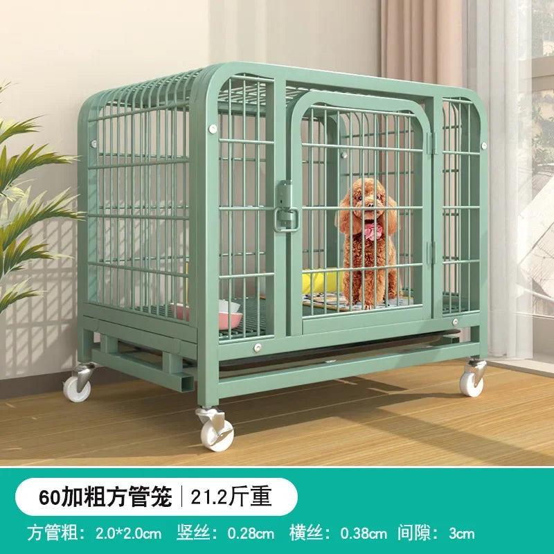 New Extra Thick Square Tube  Small Dog Cage with Toilet Indoor Family Dog House Kennel Pet Iron Cage