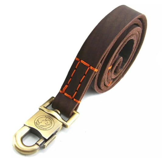Heavy Duty Leash for Dogs Soft Hand-stitched Thick Real Leather Dog Leash Military Grade Dog Lead Training Leash for Large Dogs