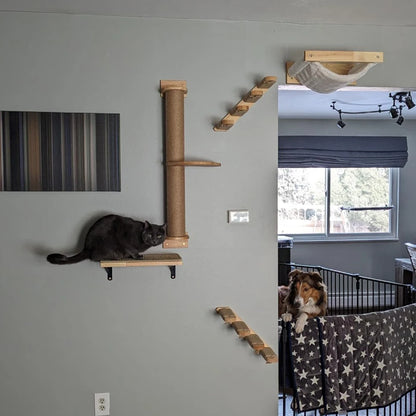 1 Piece Cat Tree Wall Mounted Furniture Scratcher Shelves Cat House Cat Big Platform and Scratching Post for Kitten Playing