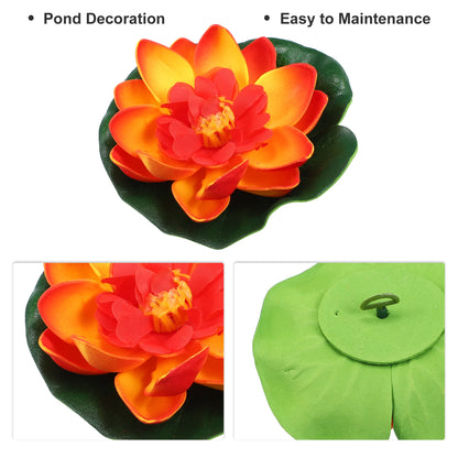 Uxcell 10PCS 10cm Aquarium Floating Artificial Flower Fake Lotus Plant Pond Micro Landscape Garden Fish Tank Tools Accessories