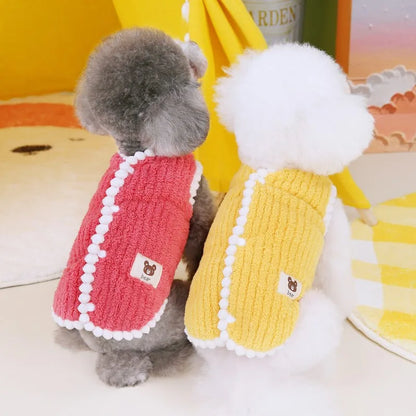Winter Warm Clothes Cardigan Pet Dog Coat Fleece Jacket Chihuahua Bichon Clothing Puppy Vest Girls Dog Costume for Small Dogs