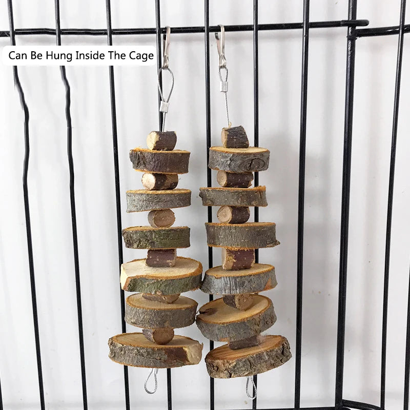 Natural Wooden Small Pet Toys Molar Chew Toy Hangable Apple Tree Wood Bite Toys For Hamster Rabbit guinea pig Toys Accessories