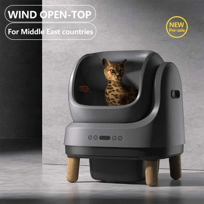 Open-Top Self-Cleaning Cat Litter Box With App Control