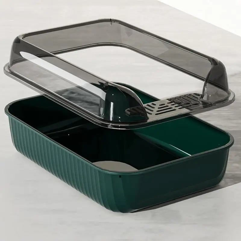Cat Litter Box Large Pet Litter Box with Scatter Shield Open Top Pet Toilet High Sided Cat Poop Box Pet Cleaning Boxes