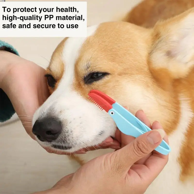 Dog Tear Stain Remover Comb Silicone Brush Head Pet Tear Stain Remover Comb With Anti-Slip Handle Multipurpose Dog Comb Durable