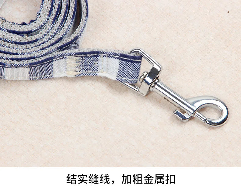 Dog Harness with Bow Plaid Cat Harness Adjustable Length Pet Harness with Dog Leash Four Colors Dog Harness and Leash Set