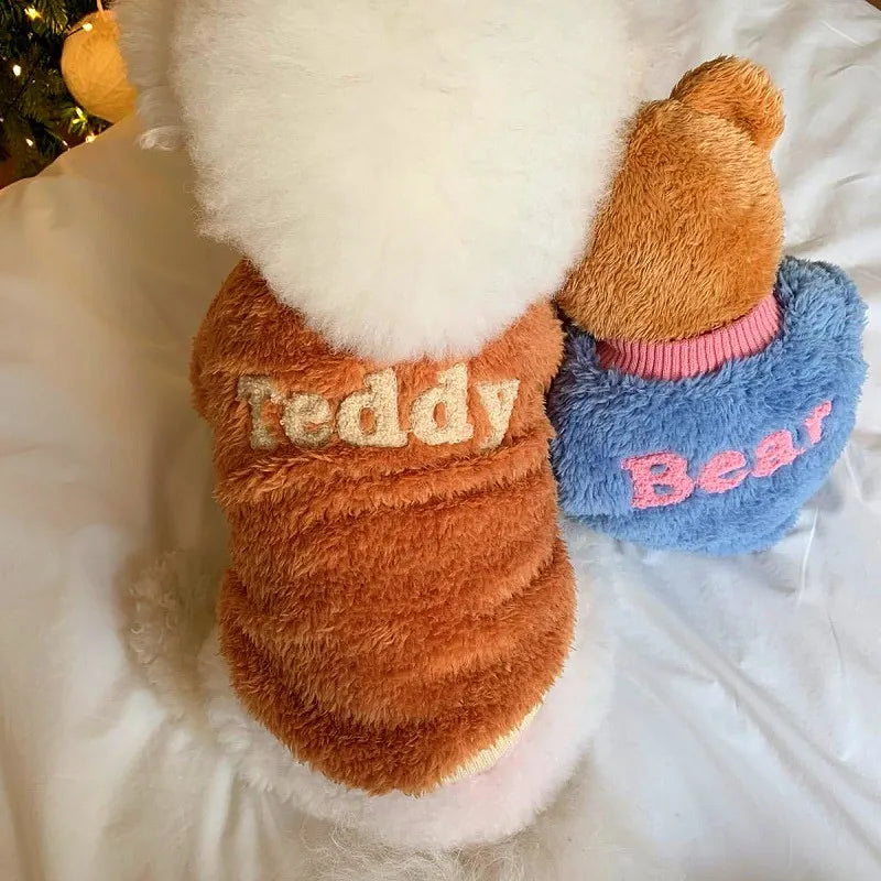 Puppy Warm Hoodies Fleece Dog Jacket Pet Letter Winter Dog Clothes Chihuahua Poodle Bichon Accessories Cat Coat Dog Pullover