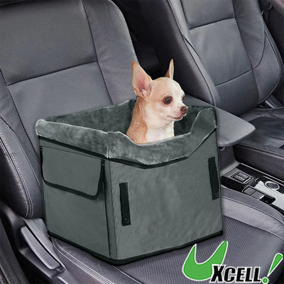 UXCELL Fashion Dog Car Seat for Dog Portable Dog Car Travel Bed for Pet Gray Casual Solid Outdoor Oxford Cloth Mats