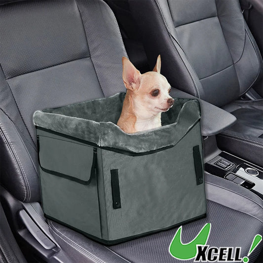 UXCELL Fashion Dog Car Seat for Dog Portable Dog Car Travel Bed for Pet Gray Casual Solid Outdoor Oxford Cloth Mats
