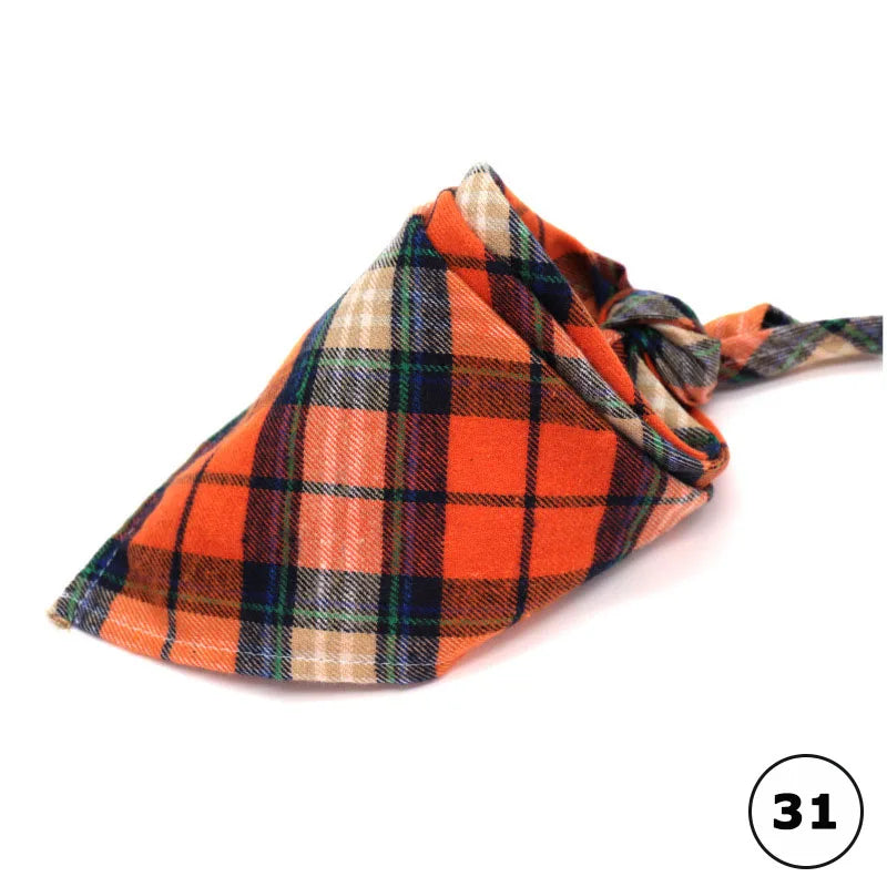 Plaid Cat Dog Bandana Pet Puppy Soft Cotton Bandanas Handkerchiefs Scarfs Triangular Bandages Accessories for Kittens Puppies