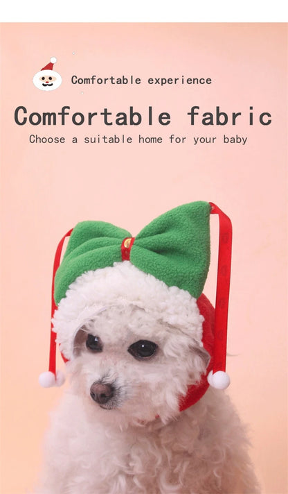 Warm Fleece Cartoon Pet Hat for Cat Christmas Keep Warm York Dog French Bulldog Head Wear Snowman Deer Winter Pet Accessories