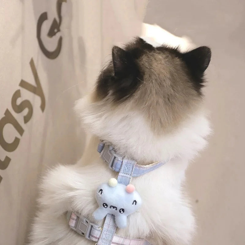 Cartoon Nylon Pet Dog Collar Accessories Anti Break Cat Small Puppy H-Shaped Harness Leash Set Travel Chihuahua Pet Accessories
