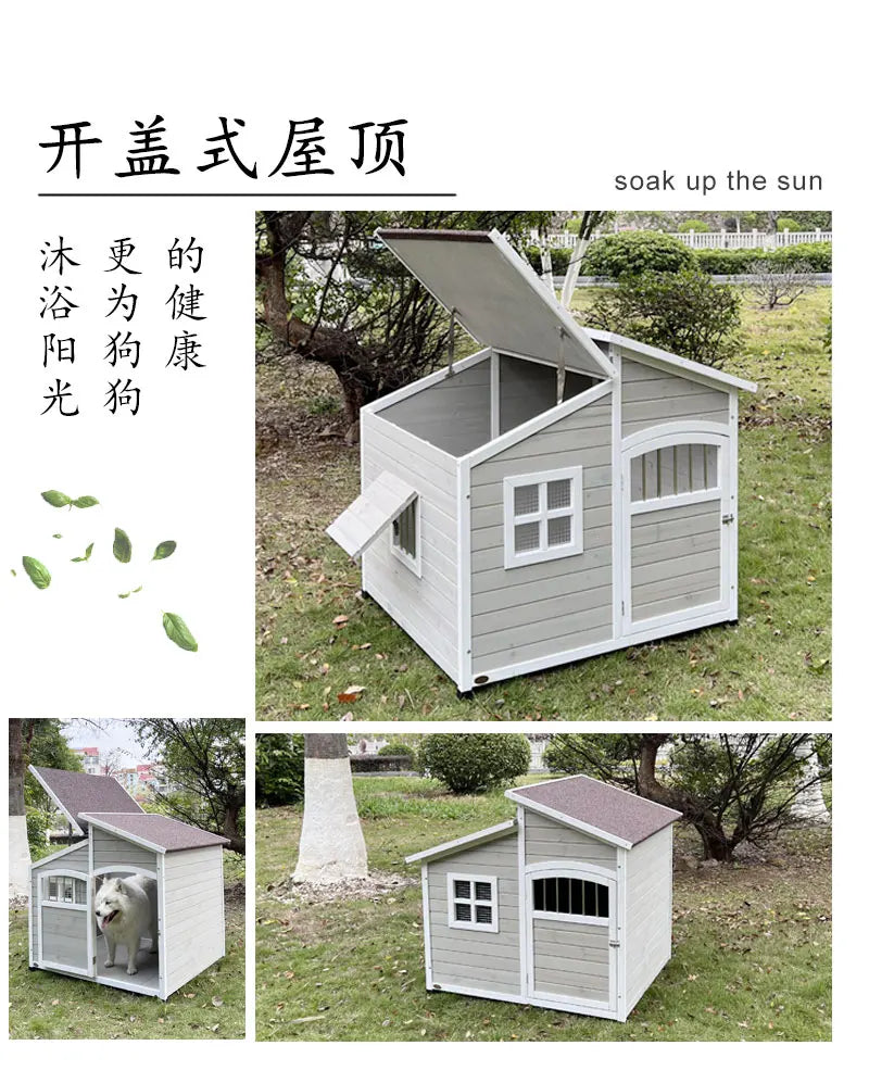 Dog House Outdoor Large Dog Kennel Wooden VillaHouse Cat Nest Rainproof Waterproof Sunscreen Outdoor Pet Cage