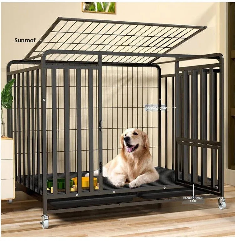 Dog Cage Small Medium Large Dog Square Tube Dog Cage Bold Iron Pet Dog Dog Cage Dog House Teddy Golden Retriever Supplies