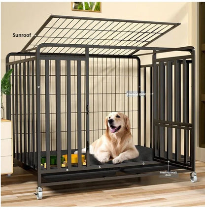 Dog Cage Small Medium Large Dog Square Tube Dog Cage Bold Iron Pet Dog Dog Cage Dog House Teddy Golden Retriever Supplies