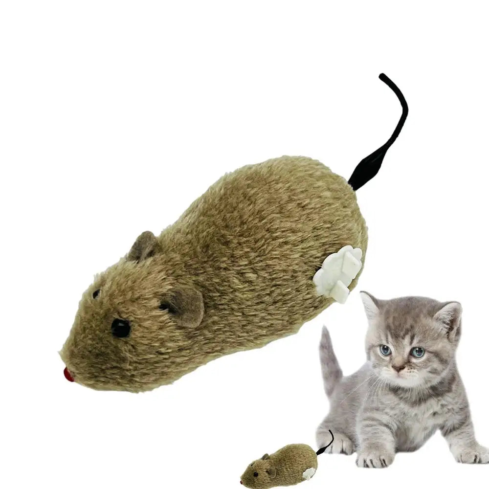 Cat Mice Toys Wind up Indoor Cat Plush Mouse Hunting Toy Plush Mice Pet Toys Clockwork Mouse Running Toy Realistic Mouse