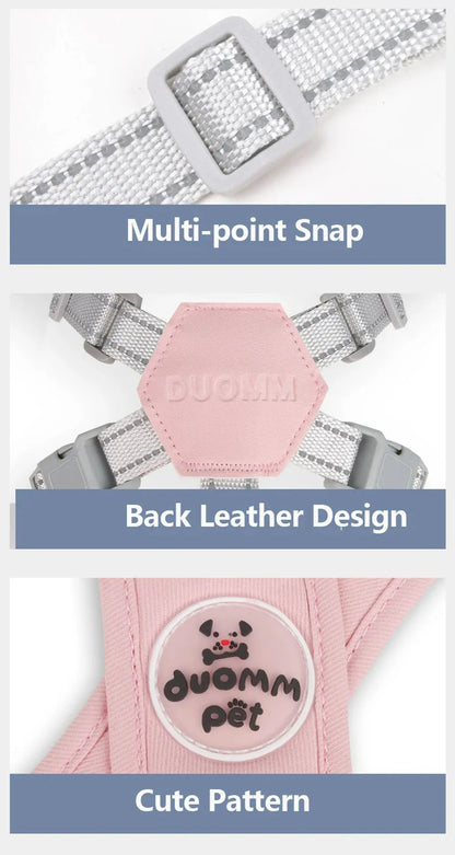 X Dog Harness and Leash Set Breathable Pet Chest Strap Reflective French Bulldog Vest Harness for Small Medium Dogs Puppy Collar