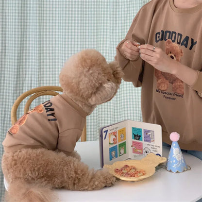 Winter Warm Cute Pet Casual Wear Clothes Bichon Hoodies Cartoon Bear Design For Puppy Dogs Poodle Teddy Girls Sweatshirt Jacket