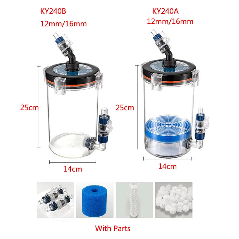 External Aquarium Filter Quiet External Canister with Sponge Bucket No Pump Suitable for Sea/Fresh water Fish Tanks Filtration